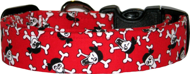 Funny Little Pirates Red Handmade Dog Collar